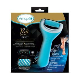 Amope Pedi Perfect Pro Rechargeable Foot File, Dual- Speed with Diamond Crystals, 1 Count