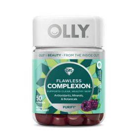 OLLY Flawless Complexion Gummy, Skin Support Supplement, Vitamins E, A, Zinc, 50 Count