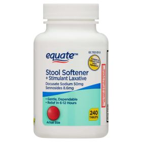 Equate Stool Softener Plus Stimulant Laxative Tablets for Constipation, 240 Count