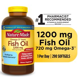 Nature Made Omega 3 Fish Oil 1200mg One Per Day Softgels;  290 Count