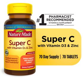 Nature Made Super C with Vitamin D3 and Zinc Tablets;  Dietary Supplement;  70 Count