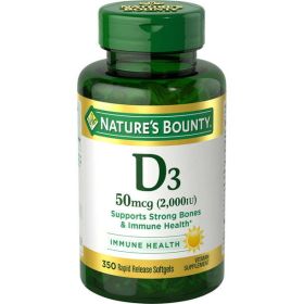 Nature's Bounty Vitamin D Softgels;  2000 IU;  350 Count
