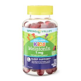Spring Valley Zero Sugar Kids Melatonin Gummies Dietary Supplement;  1 mg;  120 Count