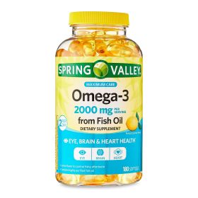 Spring Valley Omega-3 from Fish Oil Maximum Care Softgels;  2000mg;  180 Count