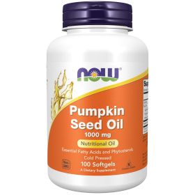 NOW Supplements, Pumpkin Seed Oil 1000 mg with Essential Fatty Acids and Phytosterols, Cold Pressed, 100 Softgels