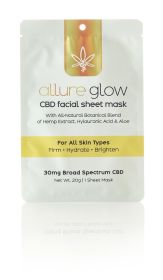 Allure Glow CBD Facial Sheet Mask, Super charged with broad spectrum CBD & plant extracts for healthy, hydrated skin