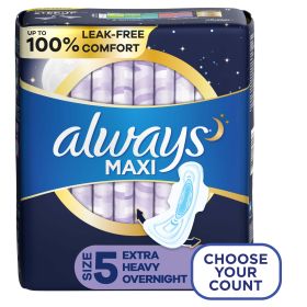 Always Maxi Overnight Pads with Wings;  Size 5 Extra Heavy Overnight 36 Ct