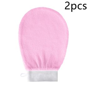 Rayon Viscose Fiber Medium Fine Sand Exfoliating Bath Gloves (Option: Pink-2PCS)