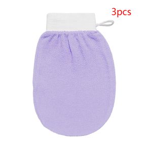 Rayon Viscose Fiber Medium Fine Sand Exfoliating Bath Gloves (Option: Purple-3PCS)