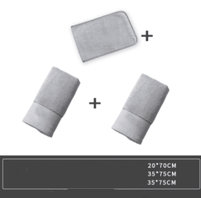 Pure Cotton Large Bath Towel (Option: Grey Three piece Set of)