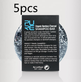 PURE Organic Bamboo Charcoal Shampoo Bar (Option: 5pcs)