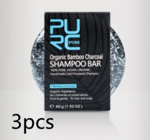 PURE Organic Bamboo Charcoal Shampoo Bar (Option: 3pcs)