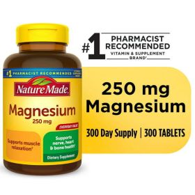 Nature Made Magnesium Oxide 250 mg Tablets;  Dietary Supplement;  300 Count (Brand: Nature Made)