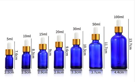 Glass Oil Dropper Bottles (Option: Blue-100ml)
