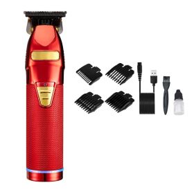 Rechargeable Household Hair Clippers (Option: Red USB)